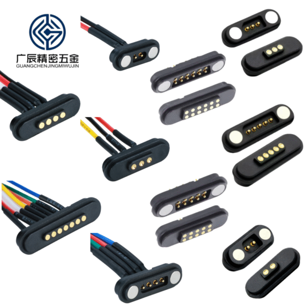 High Current Brass Magnet Spring Pogo Pin 2 3 4 5 6 7 8 9 10 12pin Waterproof Magnetic Pogo Pin Connector