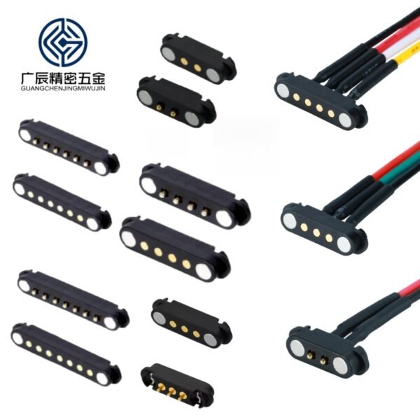 High Current Brass Magnet Spring Pogo Pin 2 3 4 5 6 7 8 9 10 12pin Waterproof Magnetic Pogo Pin Connector