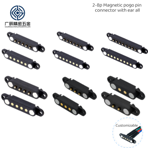 Factory Sales Male Female Pogo Pin Mounting Positioning Holes 2.54 MM Pitch 2 3 4 5 67 8 Pin Magnetic Pogo Pin Connector