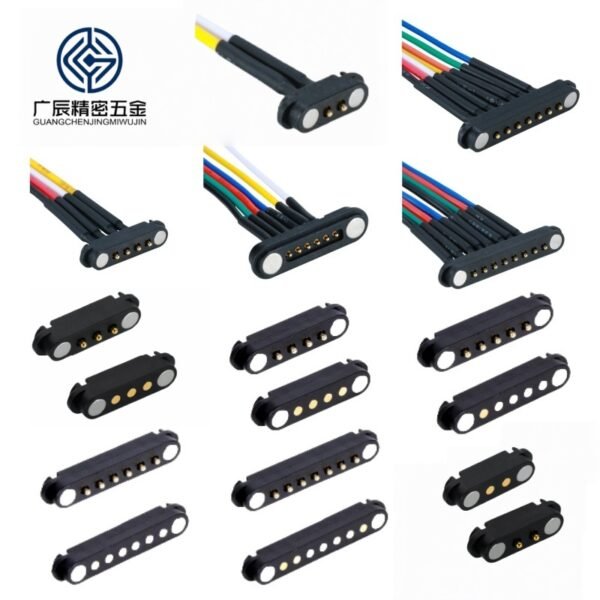 2.5mm Pitch Waterproof Brass Contact PC Housing Magnetic Male and Female 2-8 Pin Pogo Pin Connector