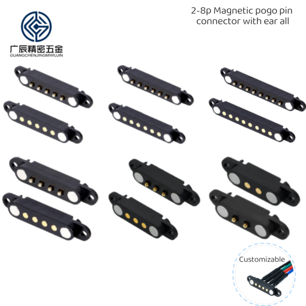 2.54 MM Pitch Male Female Spring Loaded Pogo Pin Magnetic Connector 2 3 4 5 6 9 10 12Pin Waterproof Magnetic Pogo Pin Connector