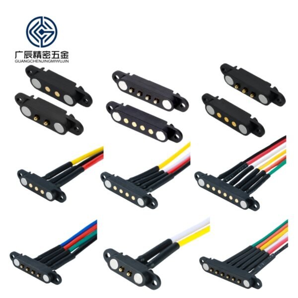 Factory Direct Sales Screw Mounting Holes Ears 2.54 MM Pitch 1 2 3 4 5 6 Male Female Magnetic Pogo Pin Connector