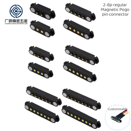 2.54mm Pitch Spring Loaded Pogo Pin Connector Male and Female PC Housing 2-8 Pin Waterproof Magnetic Pogo Pin Connector