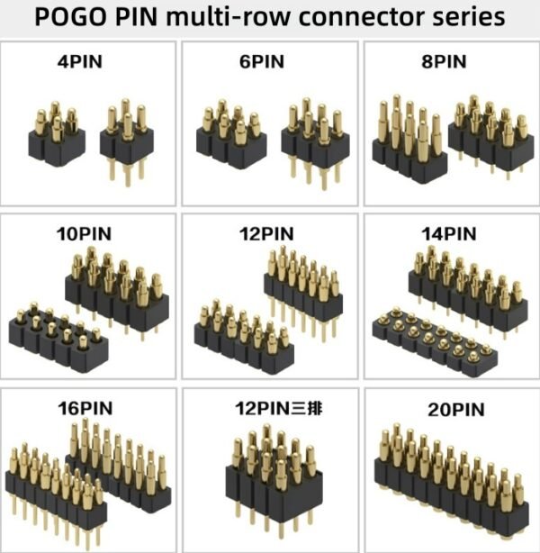 High Quality Precisie 2 3 4 5 6 7 8 9 10 12 14 16 18 20 Pin Gold Plated Brass Contact Spring Pogo Pin Connector