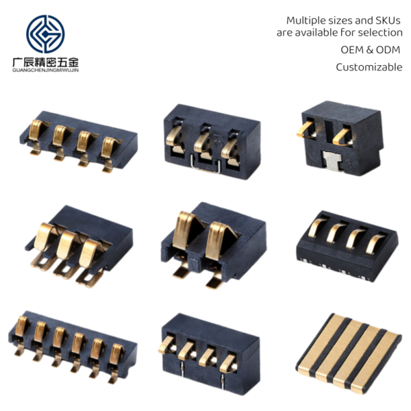 2.0mm 2.5mm 3.0mm 3.5mm 4.0mm 4.25mm Pitch SMT Pogo Pin Header 1 2 3 4 5 6 7 8 9 10 Pin Gold-Plated Spring Loaded Battery Connector for Smart Watch