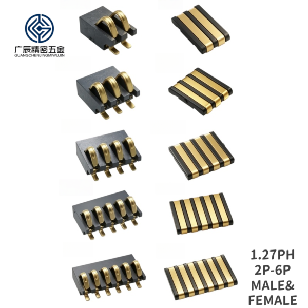 Wholesale 1.27mm Pitch Male and Female Spring Loaded Charging Contact 2 3 4 5 6 Pin Pogo Pin Battery Connector
