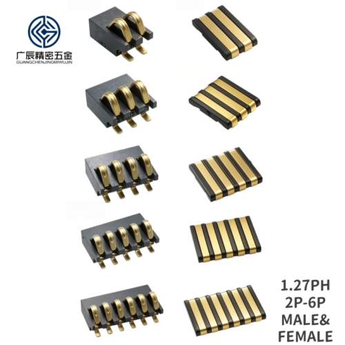 Wholesale 1.27mm Pitch Male and Female Spring Loaded Charging Contact 2 3 4 5 6 Pin Pogo Pin Battery Connector