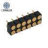 Pogo Pin Dip Type Double Row Female 12 Pin Connector Spring Loaded Contact PCB Mount Brass Gold Plated 2A