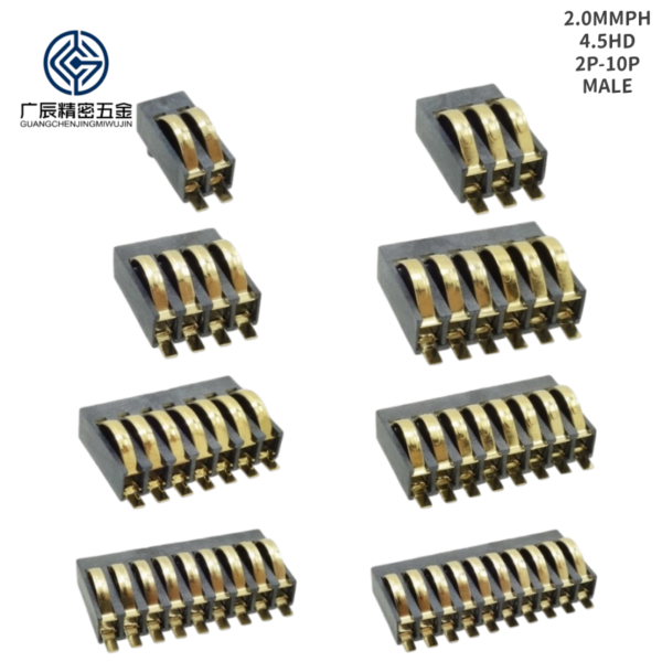 Wholesale Spring Loaded Power Contact 2.0mm Pitch 4.5mm Height 2 3 4 6 7 8 9 10 Pin Male SMD Slide Battery Connector