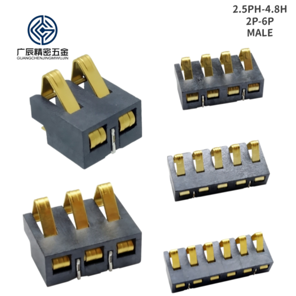 High Quality 3A Gold Plated 2.5mm Pitch 3Pin 4Pin 5Pin 6Pin Spring Compression Contact Female Male Battery Connector