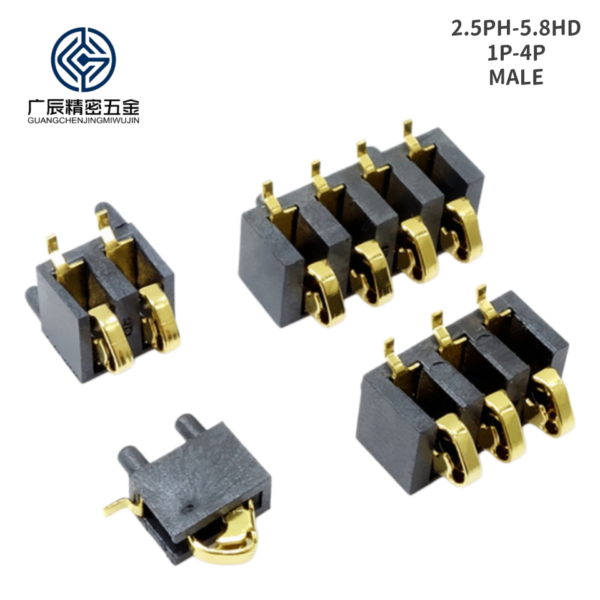 High Quality 3A Gold Plated 2.5mm Pitch 3Pin 4Pin 5Pin 6Pin Spring Compression Contact Female Male Battery Connector