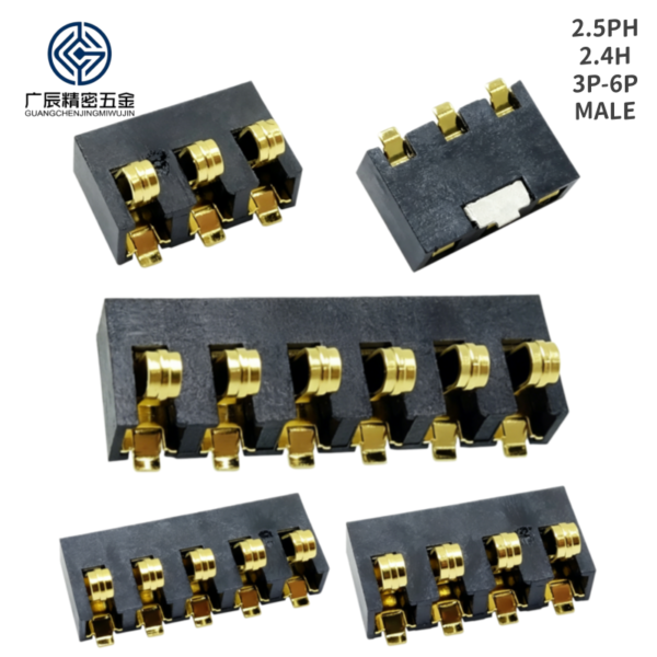 High Quality 3A Gold Plated 2.5mm Pitch 3Pin 4Pin 5Pin 6Pin Spring Compression Contact Female Male Battery Connector