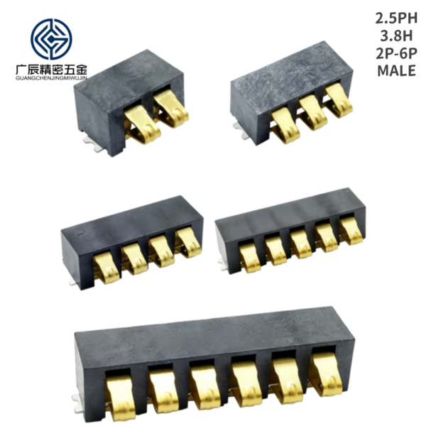 High Quality 3A Gold Plated 2.5mm Pitch 3Pin 4Pin 5Pin 6Pin Spring Compression Contact Female Male Battery Connector
