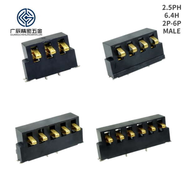 High Quality 3A Gold Plated 2.5mm Pitch 3Pin 4Pin 5Pin 6Pin Spring Compression Contact Female Male Battery Connector