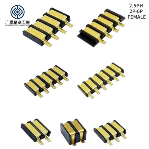 High Quality 3A Gold Plated 2.5mm Pitch 3Pin 4Pin 5Pin 6Pin Spring Compression Contact Female Male Battery Connector