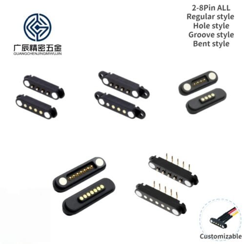 2.54 MM Pitch Male Female Spring Loaded Pogo Pin Magnetic Connector 2 3 4 5 6 9 10 12Pin Waterproof Magnetic Pogo Pin Connector