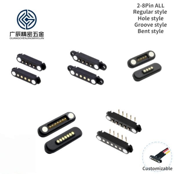 2.54 MM Pitch Male Female Spring Loaded Pogo Pin Magnetic Connector 2 3 4 5 6 9 10 12Pin Waterproof Magnetic Pogo Pin Connector