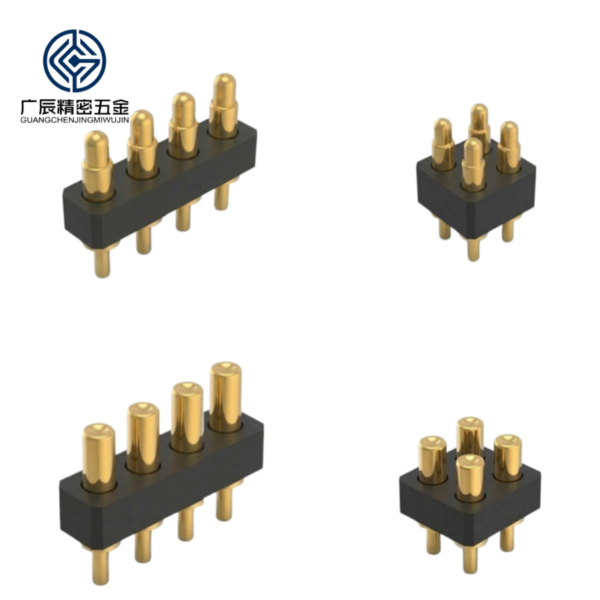 Factory Wholesale Brass 4-Pin Straight Hole Spring Header Modular Contacts Spring-Loaded Pogo Pin Connector for PCB Applications