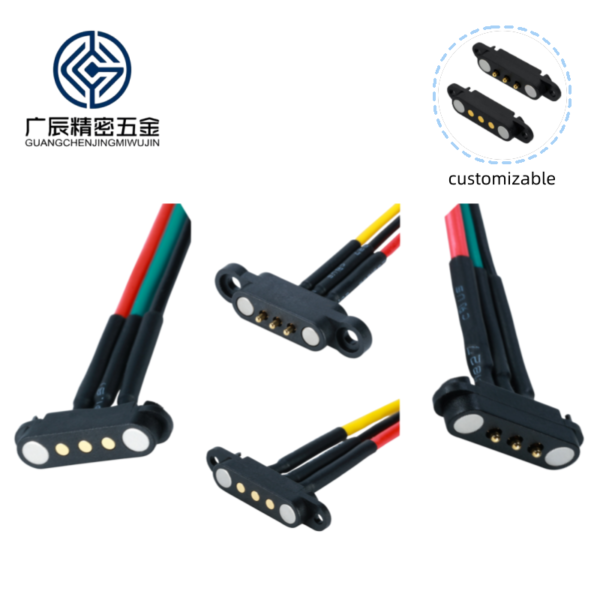 2A Waterproof Magnetic Pogo Pin Connector 2 3 4 5 6 7 8 Male Female 2.54 MM Pogo Pin Magnetic Charging Cable