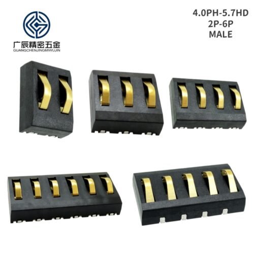 4.0mm Pitch SMT Battery Terminal Male 2Pin 3Pin 4Pin 5Pin 6Pin Gold Plated Spring Battery Connector for Medical Devices