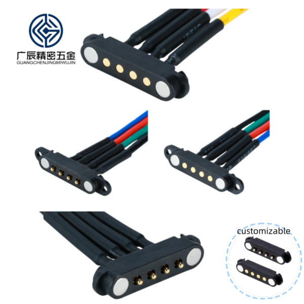 2A Waterproof Magnetic Pogo Pin Connector 2 3 4 5 6 7 8 Male Female 2.54 MM Pogo Pin Magnetic Charging Cable