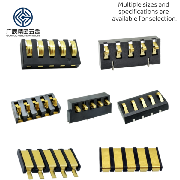 4.0mm Pitch SMT Battery Terminal Male 2Pin 3Pin 4Pin 5Pin 6Pin Gold Plated Spring Battery Connector for Medical Devices