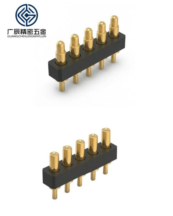Factory Wholesale Brass 2A Rated 5 Pin Spring Loaded Pogo Pin Connector PCB Solder Wire Type