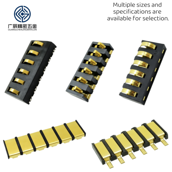 High Precision 4.25mm Pitch 7.4mm Height with Positioning Pins 2 3 4 5 6 Pin Gold Plated Spring Battery Connector for SMT PCB
