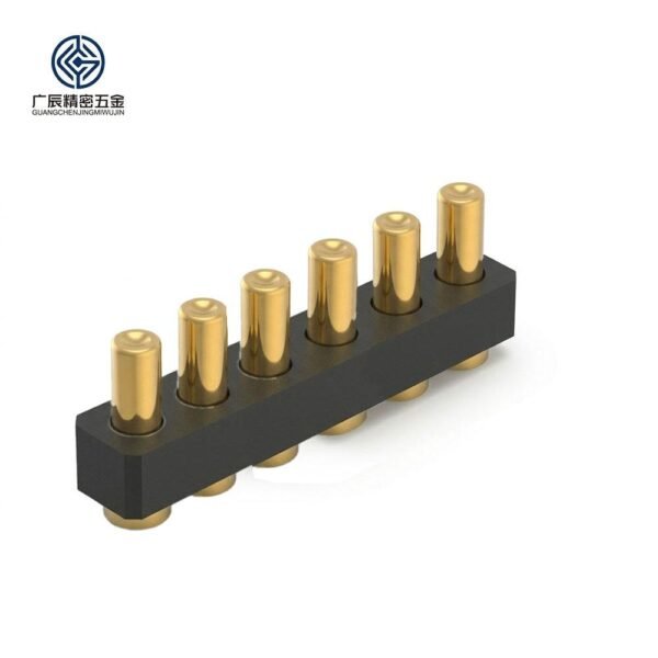 6p母 Customized Through Holes PCB Brass Gold Plating Pogo Pin Connector 6 Pin Spring Loaded Connector Pogo Pin