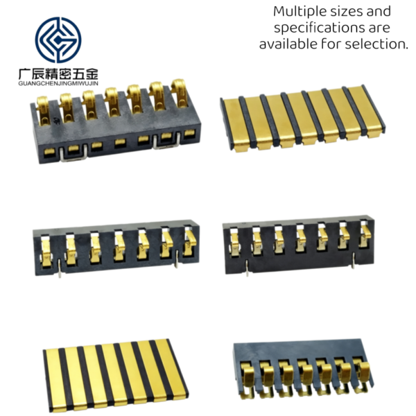 High Precision 4.25mm Pitch 7.4mm Height with Positioning Pins 2 3 4 5 6 Pin Gold Plated Spring Battery Connector for SMT PCB