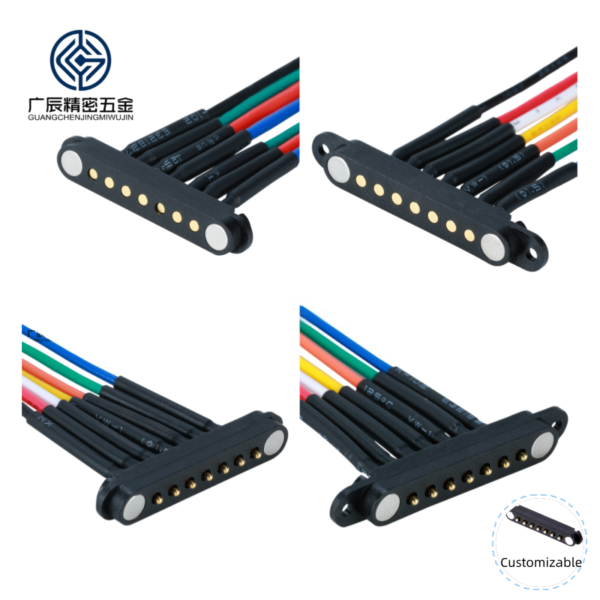 2A Waterproof Magnetic Pogo Pin Connector 2 3 4 5 6 7 8 Male Female 2.54 MM Pogo Pin Magnetic Charging Cable