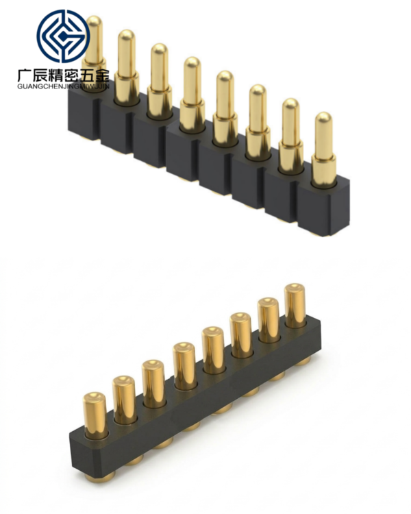 Factory Wholesale Brass Spring Loaded Contact Pogo Pin Double Row 8 Pin 2A Male/Female PCB Connector Modular