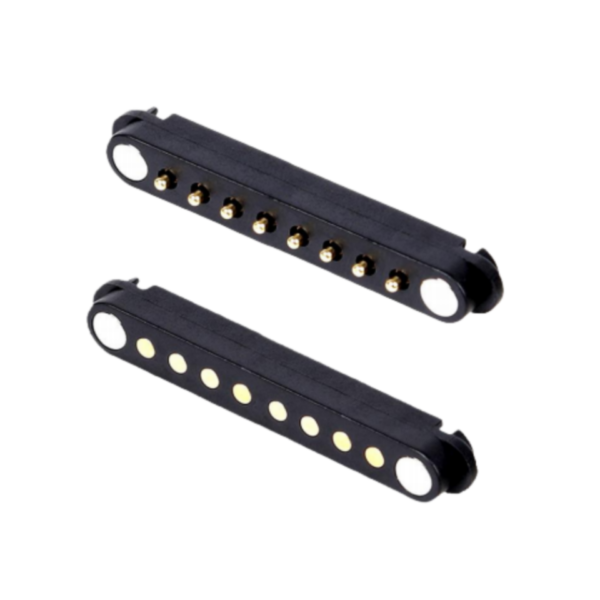 Double Row Brass Contact Magnetic Pogo Pin Connector 8Pin High-Frequency Application Easy Installation