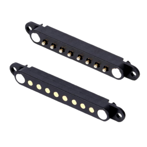 Double Row Brass Contact Magnetic Pogo Pin Connector 8Pin High-Frequency Application Easy Installation