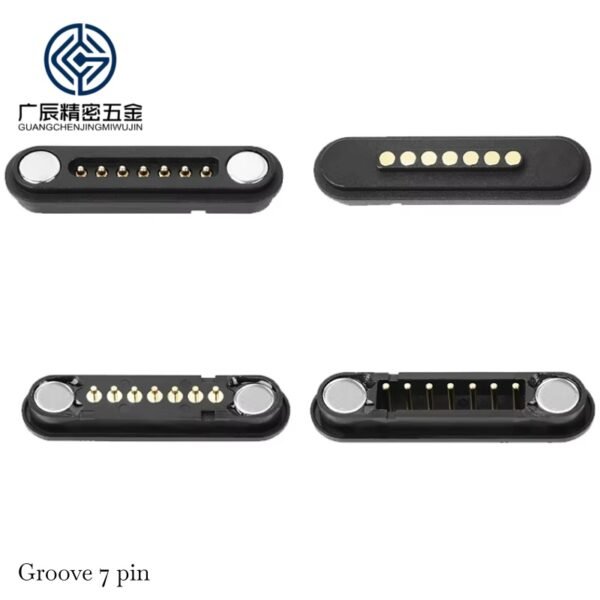 2.3Mm Pitch Brass 7Pin Magnetic Pogo Pin Connector 12V 2A Rated Current Male/Female Terminals for Wearable Charging Applications