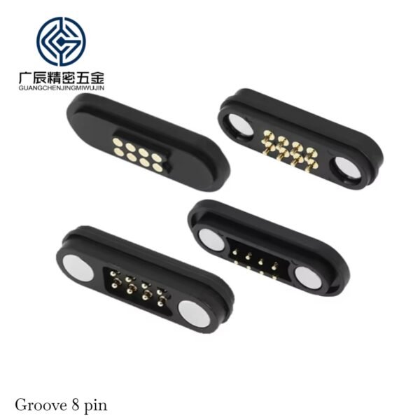 Double Row Brass Contact Magnetic Pogo Pin Connector 8Pin High-Frequency Application Easy Installation