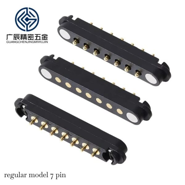 2.3Mm Pitch Brass 7Pin Magnetic Pogo Pin Connector 12V 2A Rated Current Male/Female Terminals for Wearable Charging Applications