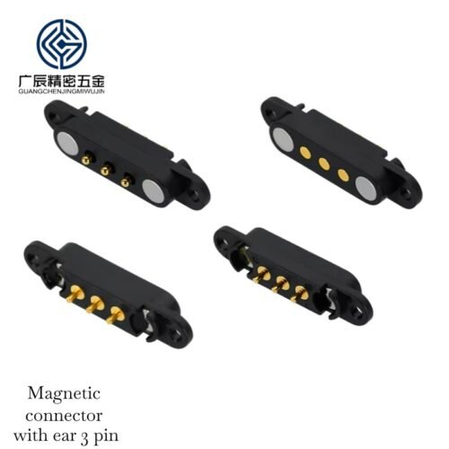 耳朵3 Precision Mounting Holes Environmentally Friendly User-Friendly Design 3 Pin Brass 12V Magnetic Pogo Pin Connector for Wearable