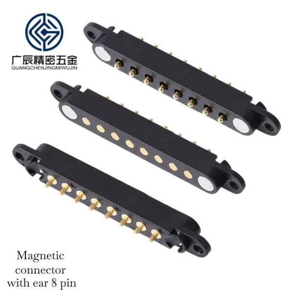 Double Row Brass Contact Magnetic Pogo Pin Connector 8Pin High-Frequency Application Easy Installation